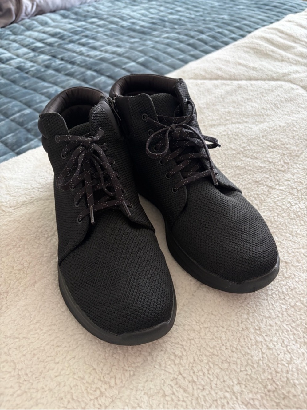 Clarks Black Knit Lace-Up Ankle Booties